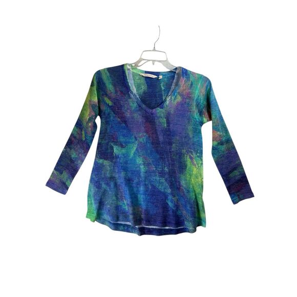 Soft Surroundings Painterly Artsy Print Tunic | V-Neck Lightweight Stretch Top S - Picture 1 of 9